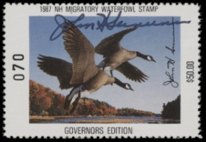 Scan of 1978 New Hampshire Duck Stamp - Governor's Edition MNH VF
