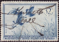 Scan of RW22 1955 Duck Stamp Used F-VF