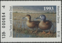 Scan of 1993 Texas Duck Stamp MNH VF