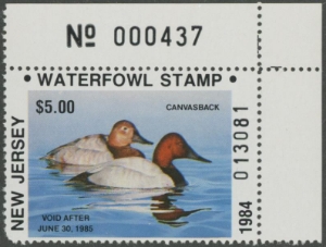Scan of 1984 New Jersey Duck Stamp NJ2 NR MNH VF