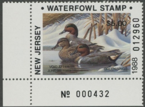 Scan of 1988 New Jersey Duck Stamp NJ10 NR MNH VF