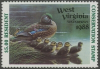 Scan of 1988 West Virginia Duck Stamp Resident  MNH VF