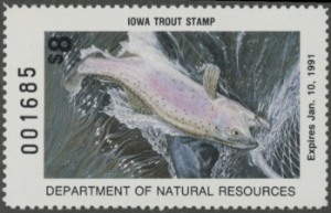 Scan of 1990 Iowa Trout Stamp MNH VF
