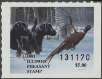 Scan of 1991 Illinois Pheasant Stamp MNH VF