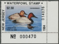 Scan of 1984 New Jersey Duck Stamp - First of State MNH VF