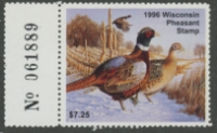 Scan of 1996 Wisconsin Pheasant Stamp MNH VF