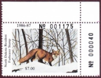 Scan of 1986 North Dakota Furbearer Stamp MNH VF