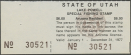 Scan of 1977 Utah Lake Powell Fishing Stamp MNH VF