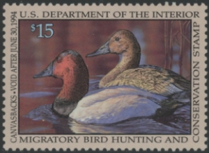 Scan of RW60 1993 Duck Stamp Grade 98 MNH Sup 98