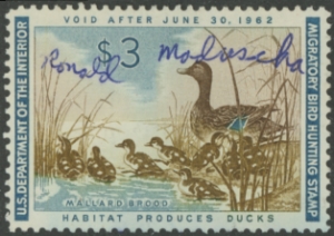Scan of RW28 1961 Duck Stamp  Used VF - XF