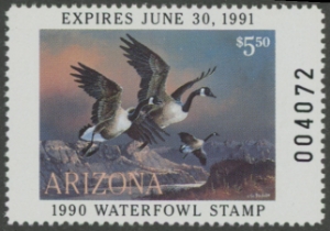 Scan of 1990 Arizona Duck Stamp MNH VF