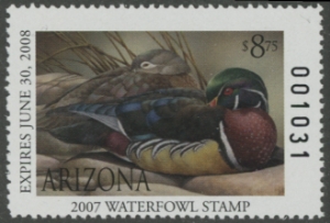 Scan of 2007 Arizona Duck Stamp MNH VF