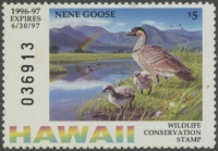 Scan of 1996 Hawaii Duck Stamp - First of State MNH VF