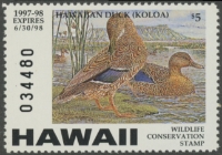 Scan of 1997 Hawaii Duck Stamp MNH VF