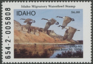 Scan of 1992 Idaho Duck Stamp MNH F-VF