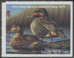 Scan of 2002 Indiana Duck Stamp MNH VF