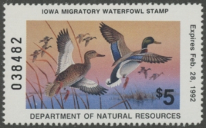 Scan of 1991 Iowa Duck Stamp MNH VF