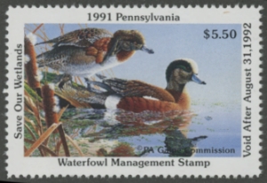 Scan of 1991 Pennsylvania Duck Stamp MNH VF