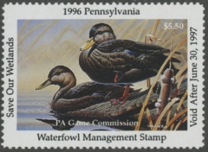 Scan of 1996 Pennsylvania Duck Stamp MNH VF
