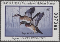 Scan of 1990 Kansas Duck Stamp MNH VF
