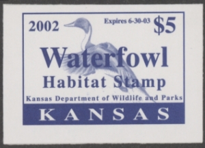 Scan of 2002 Kansas Duck Stamp MNH VF