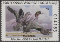 Scan of 1987 Kansas Duck Stamp SBA MNH VF