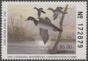 Scan of 1991 Louisiana Duck Stamp MNH VF