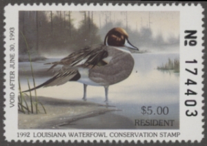 Scan of 1992 Louisiana Duck Stamp MNH VF