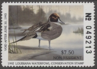 Scan of 1992 Louisiana Duck Stamp Non Resident MNH VF
