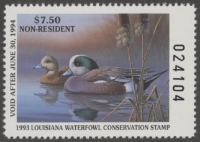 Scan of 1993 Louisiana Duck Stamp Non Resident MNH VF