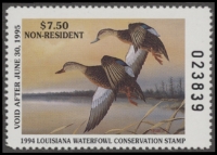 Scan of 1994 Louisiana Duck Stamp Non Resident MNH VF