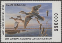 Scan of 1996 Louisiana Duck Stamp MNH VF