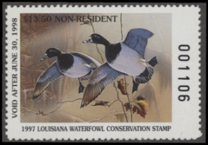 Scan of 1997 Louisiana Duck Stamp Non Resident MNH VF