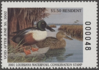 Scan of 2001 Louisiana Duck Stamp MNH VF