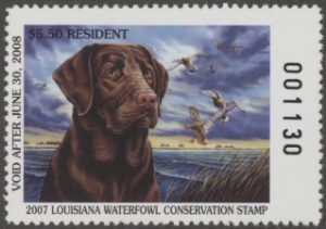 Scan of 2007 Louisiana Duck Stamp MNH VF