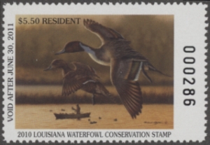 Scan of 2010 Louisiana Duck Stamp MNH VF