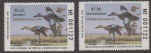 Scan of 1989 Louisiana Duck Stamp - Governor's Edition MNH VF