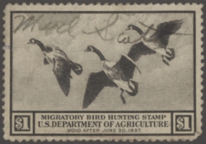 Scan of RW3 1936 Duck Stamp  Used VF
