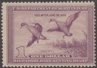 Scan of RW5 1938 Duck Stamp  Unsigned, Faults Fine