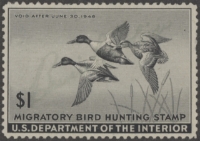 Scan of RW12 1945 Duck Stamp  Used, Faults F-VF