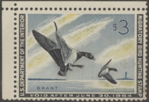 Scan of RW30 1963 Duck Stamp  Unused, Faults F-VF