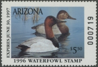 Scan of 1996 Arizona Duck Stamp MNH VF