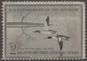 Scan of RW23 1956 Duck Stamp  Used F-VF