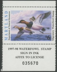 Scan of 1997 Maryland Duck Stamp MNH VF