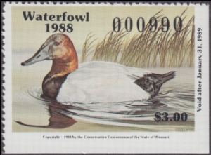 Scan of 1988 Missouri Duck Stamp MNH VF