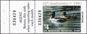 Scan of 1992 New Hampshire Duck Stamp MNH VF