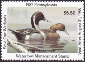 Scan of 1987 Pennsylvania Duck Stamp MNH F-VF