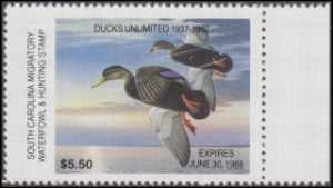 Scan of 1987 South Carolina Duck Stamp MNH VF