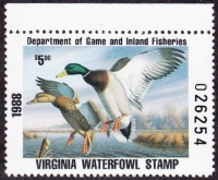 Scan of 1988 Virginia Duck Stamp - First of State MNH VF