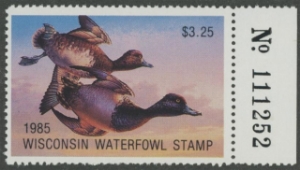 Scan of 1985 Wisconsin Duck Stamp MNH VF